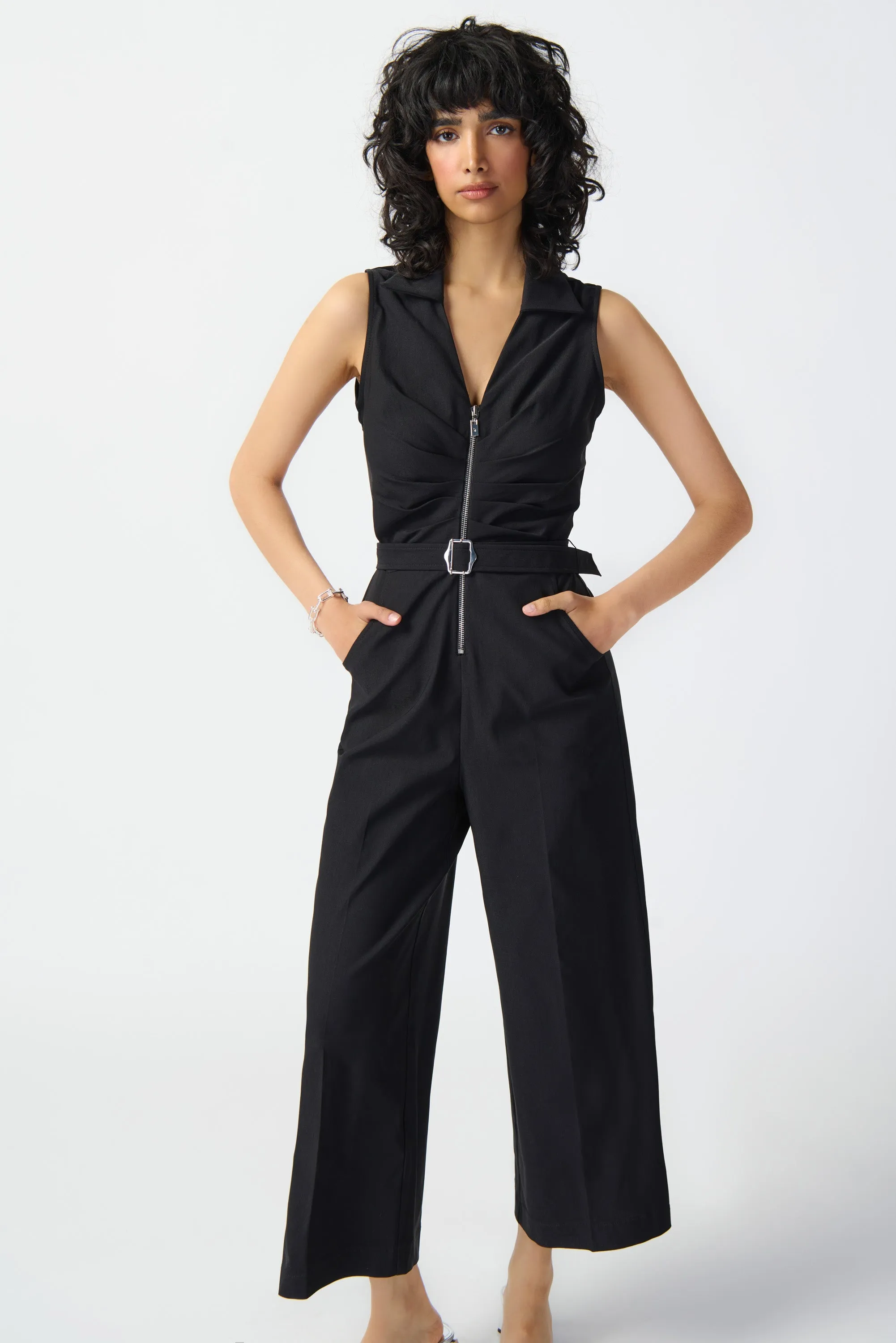 Joseph Ribkoff Sleeveless Micro Twill Jumpsuit