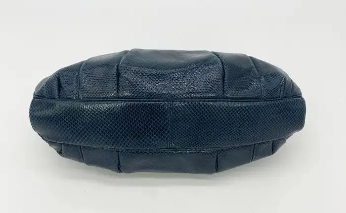 Judith Leiber Navy Lizard Lapis Stone Clutch