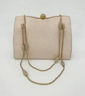 Judith Leiber Pink Lizard Crystal Strap Bag