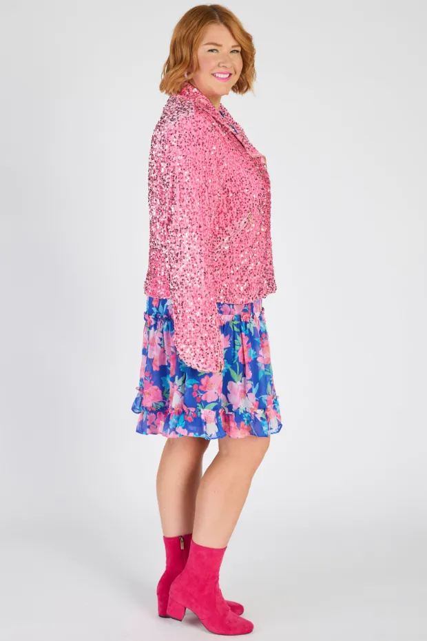 Kaitlin Pink Sequins Biker Jacket