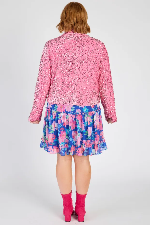 Kaitlin Pink Sequins Biker Jacket