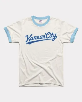 Kansas City Script White & Powder Unisex Ringer