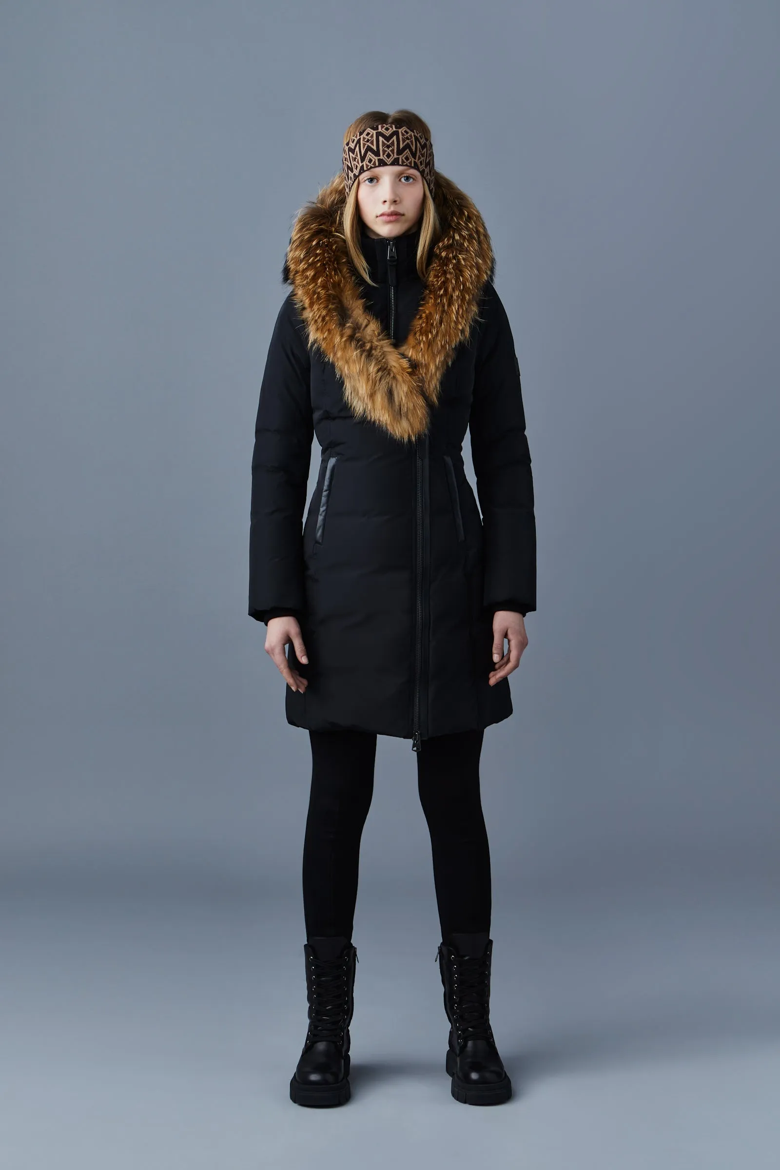 KAY down coat with natural fur Signature Mackage Collar Black