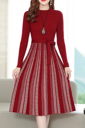 Knit Dress W/ Belt Detail