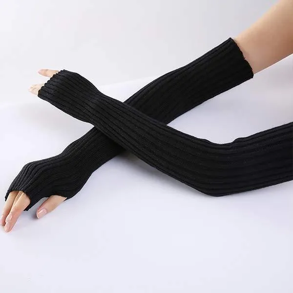 Knitted Wool Half-Finger Warm Long Gloves 26913629C