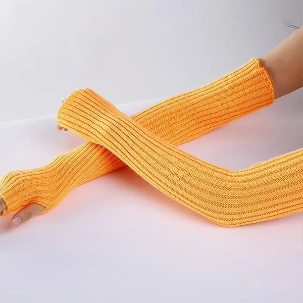 Knitted Wool Half-Finger Warm Long Gloves 26913629C