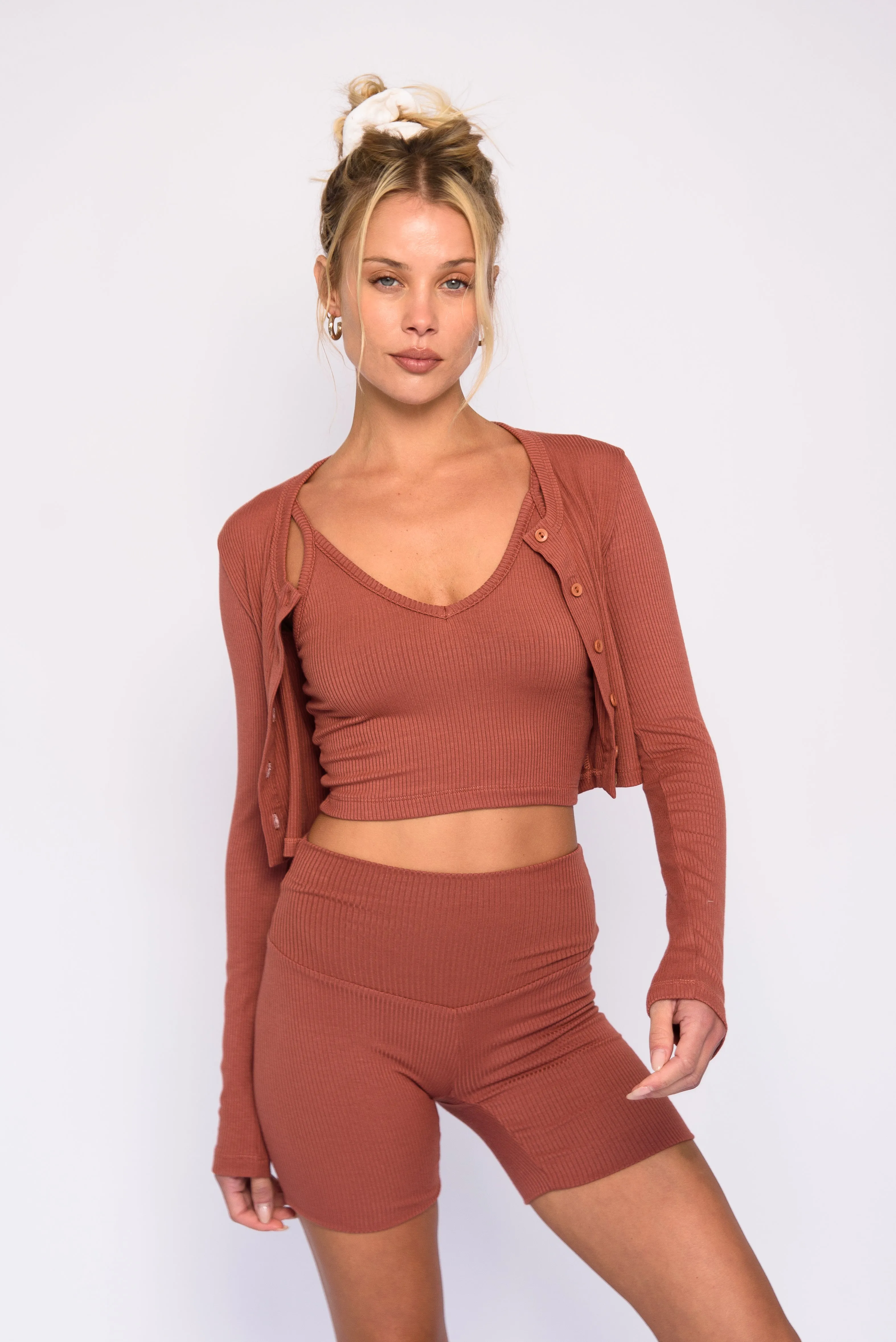 Kylie Cardigan Ribbed - Dune