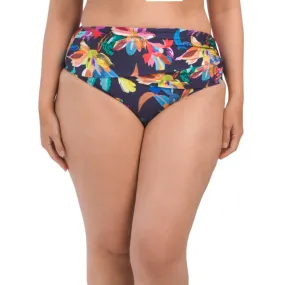 La Blanca Women's Plus Tummy Control Watercolor Floral Print Sash Bikini Bottom