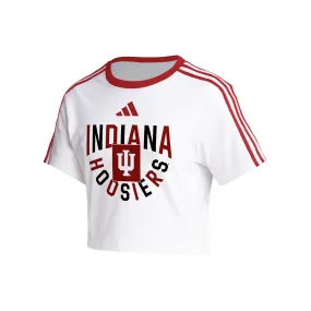 Ladies Indiana Hoosiers Adidas Crop Ringer Stripe T-Shirt