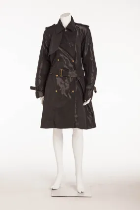 Lanvin - Shiny Black Button Up Trench Coat - FR 40