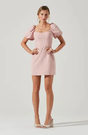 Linen Pleat Front Mini Dress