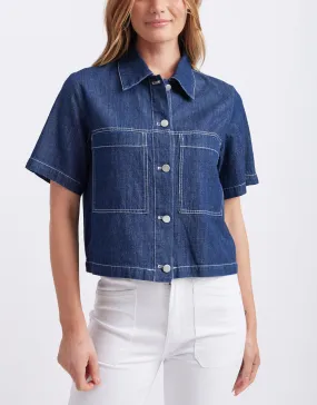 Mabel Short Sleeve Denim Shirt - Indigo Denim