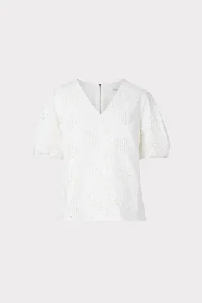 Maci Pieres Eyelet Puff Sleeve Top