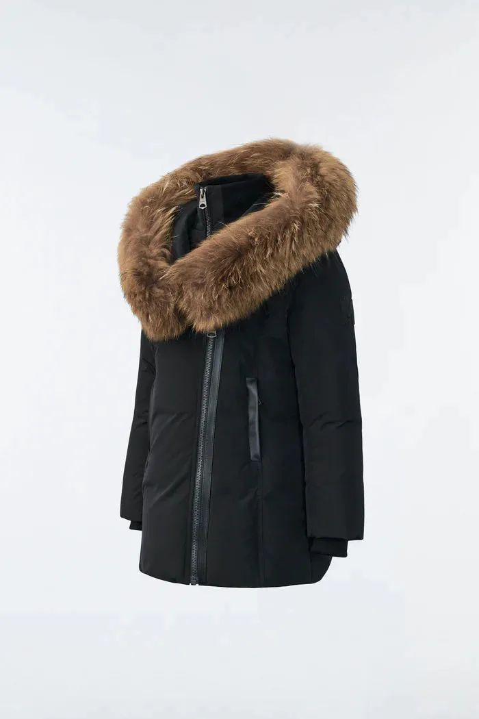 Mackage LEELEE Girls Down Coat with Removable Silver Fox Collar