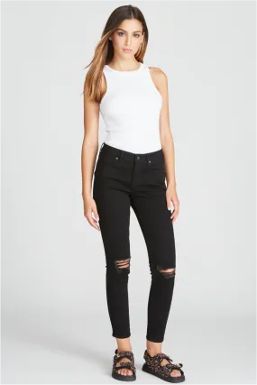 Marley Mid Rise Skinny - Destructed Black Wash