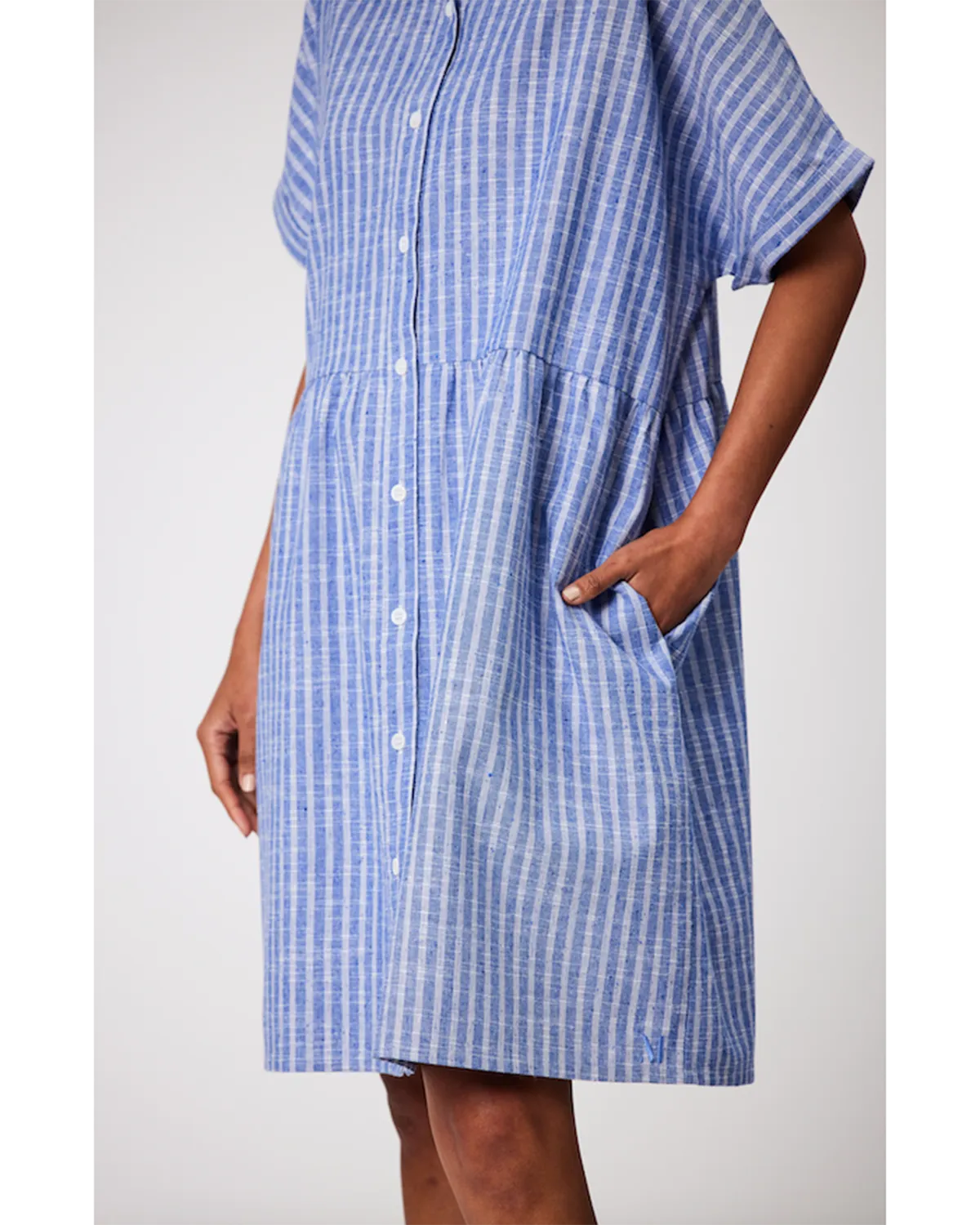 Marlow Waves Shirt Dress - Denim Stripe