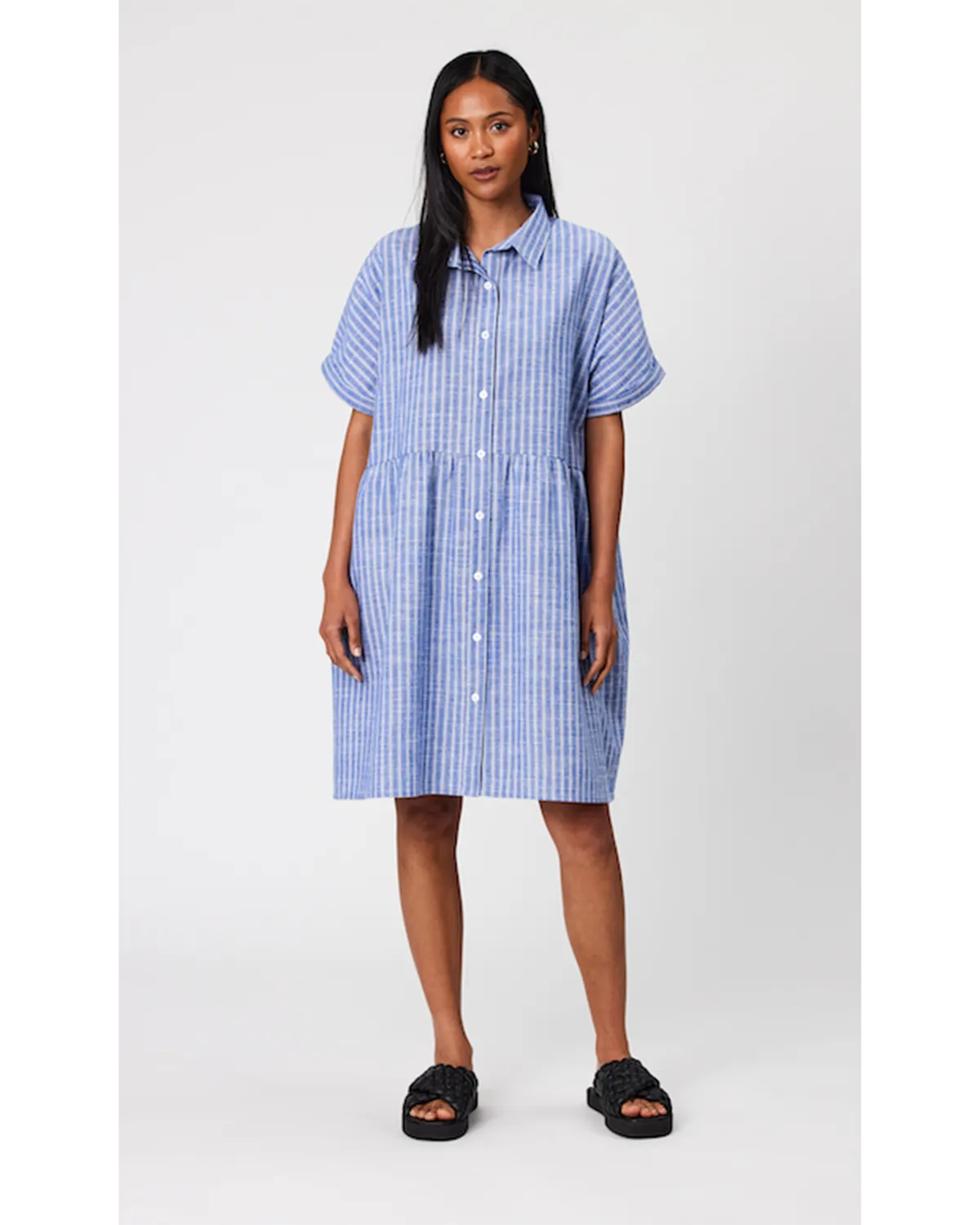 Marlow Waves Shirt Dress - Denim Stripe