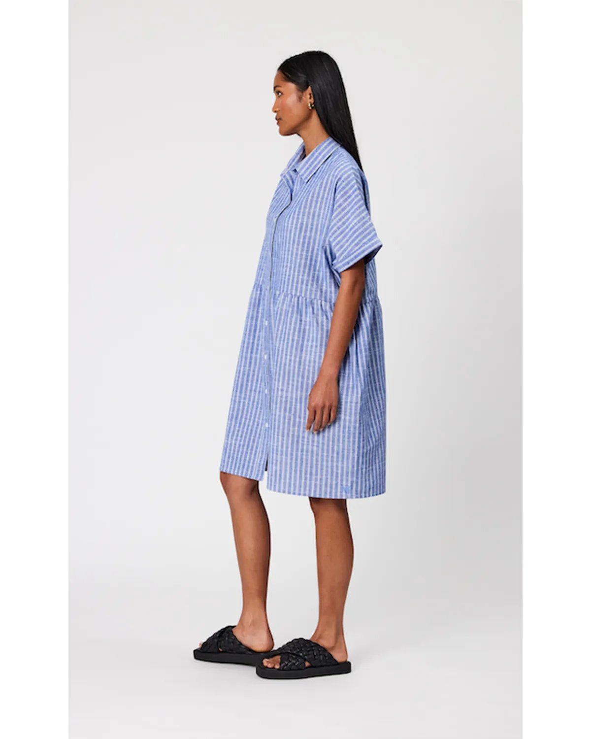 Marlow Waves Shirt Dress - Denim Stripe