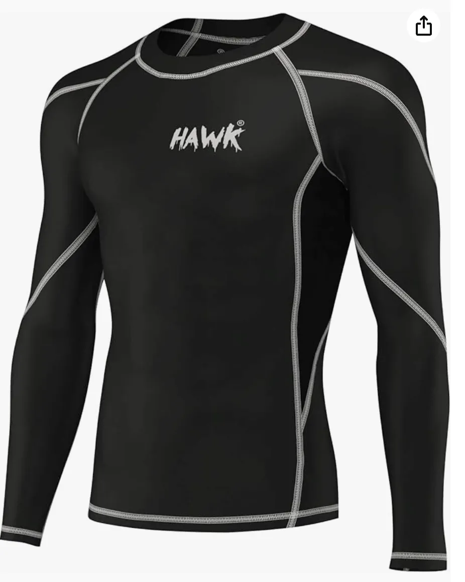 Men's Long Sleeve Compression Shirt, Hawk Brand