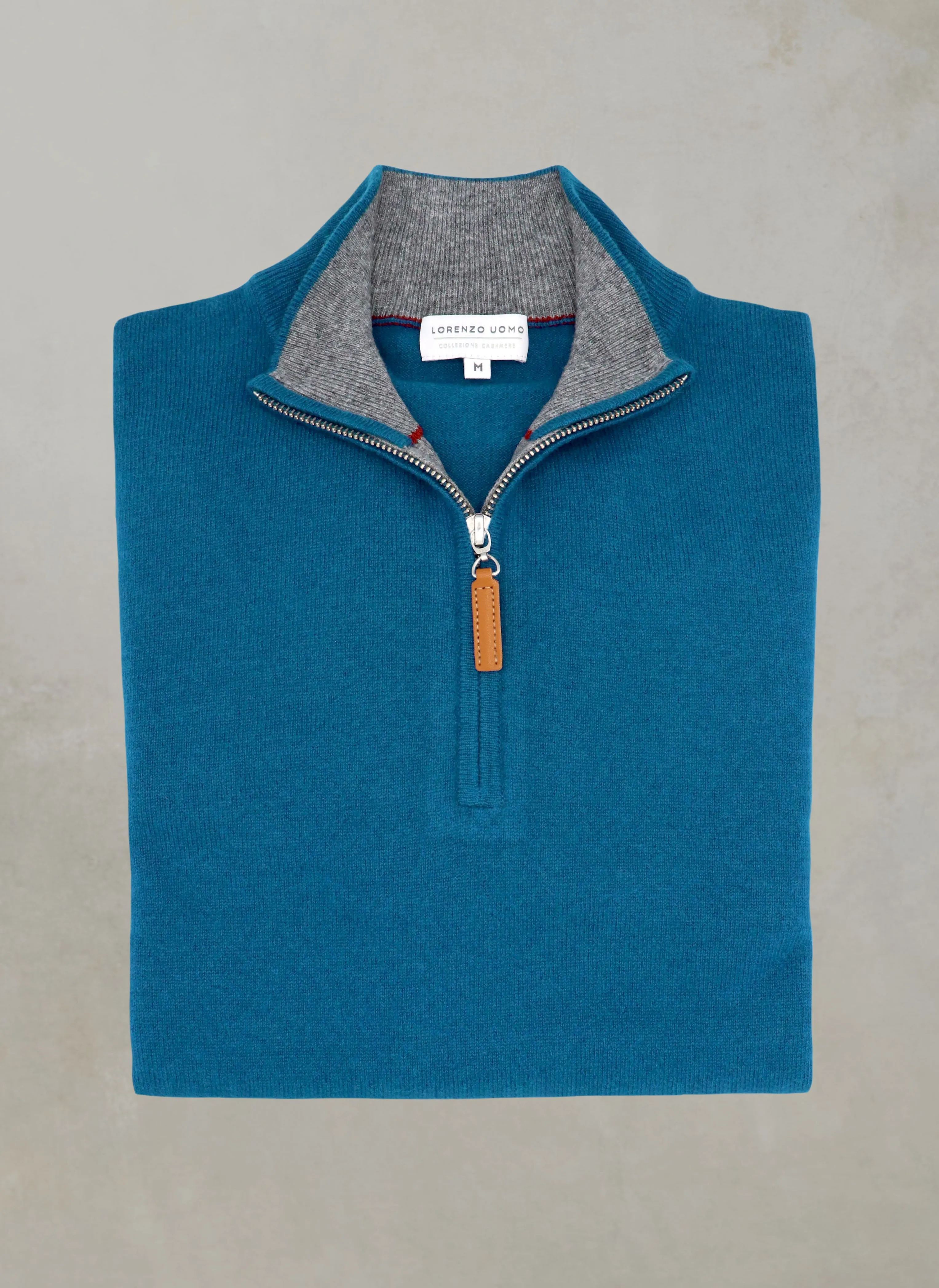 Men's Madison Quarter Zip Cashmere Sweater in Atlantic Blue