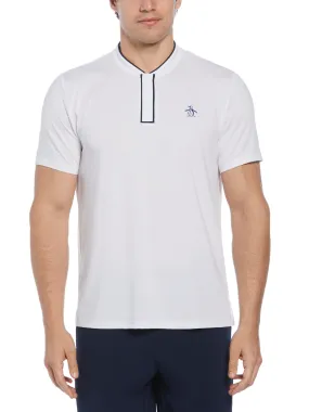 Men's Piped Blade Collar Performance Short Sleeve Tennis Polo Shirt