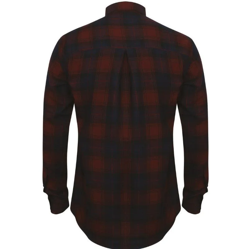 Men's Slim Checked Waiter Shirt Bordeaux - TOPTEX