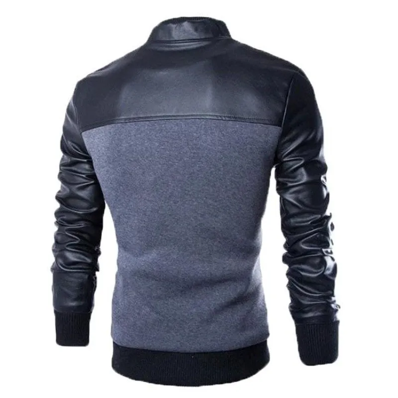 Men's Stylish Buttoned Leather Jacket