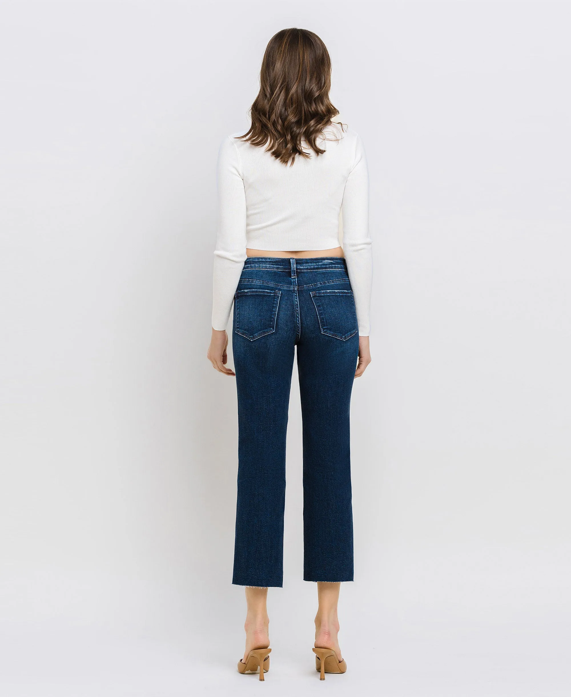 Meticulously - Mid Rise Crop Straight Jeans