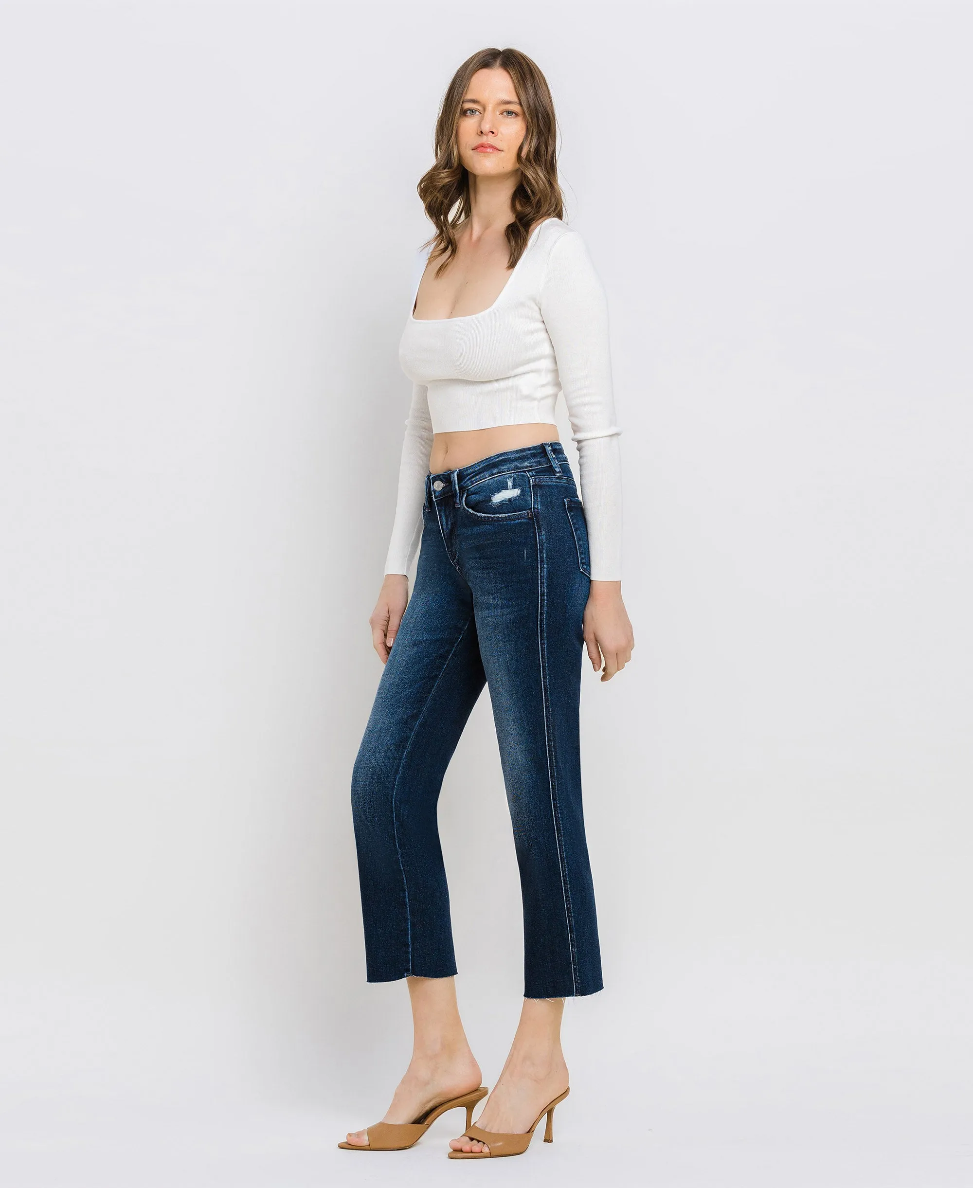 Meticulously - Mid Rise Crop Straight Jeans