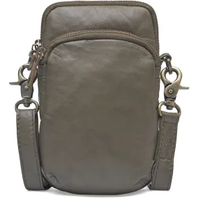 Mobile bag in soft vintage look leather / 14262 - Army Green