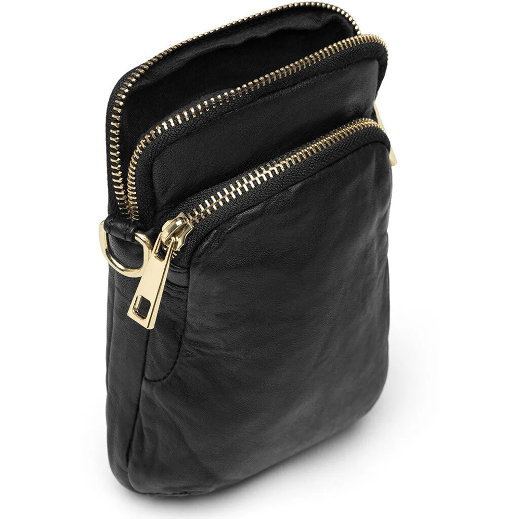 Mobile bag in soft vintage look leather / 14262 - Gold