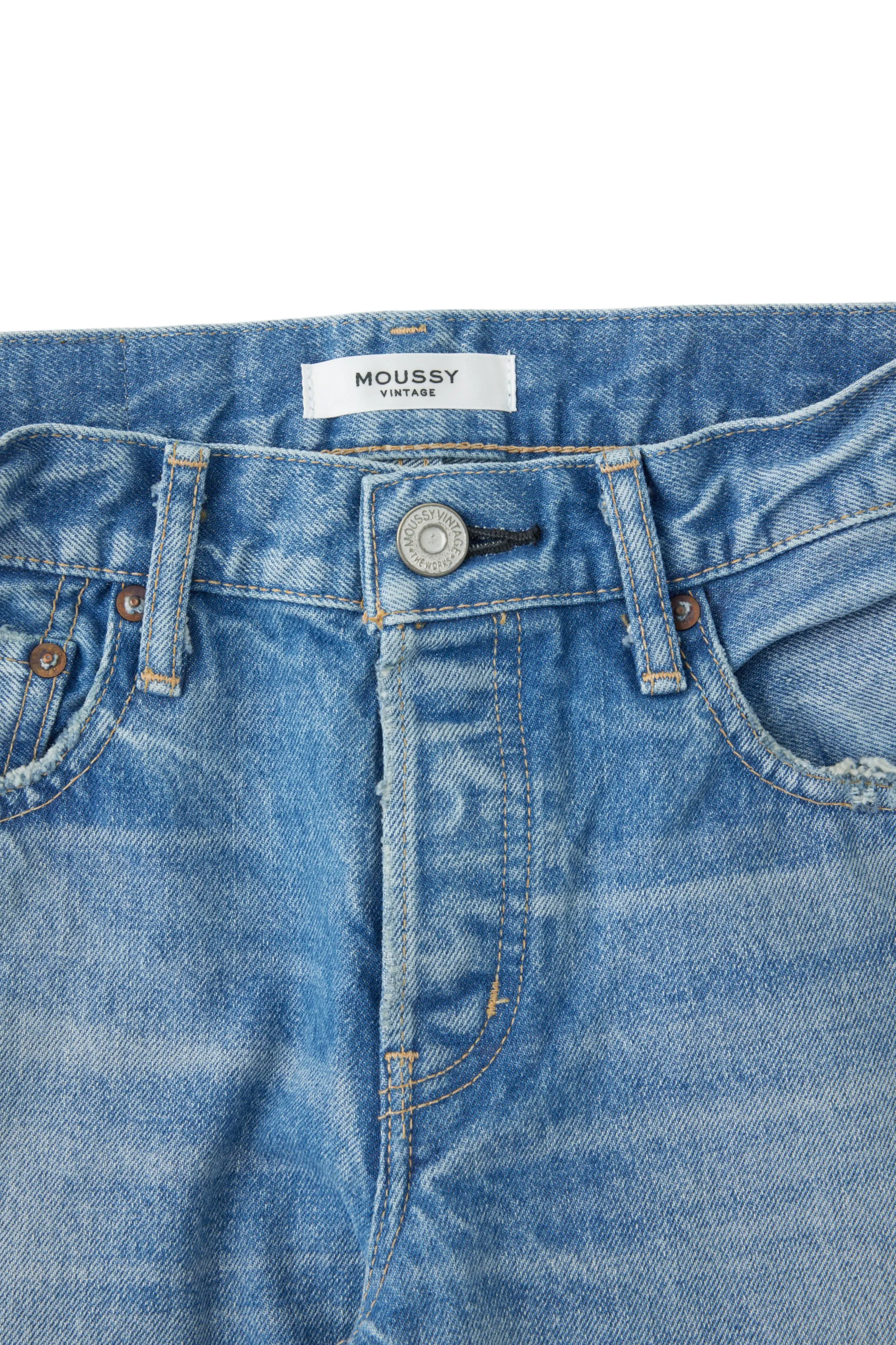 Moussy Denim Cheval Straight Low-Rise Jeans
 in Light Blue