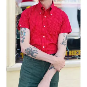 Mr Bridger - Men's 'The Davies' Cherry Red & White S/S - Shirt