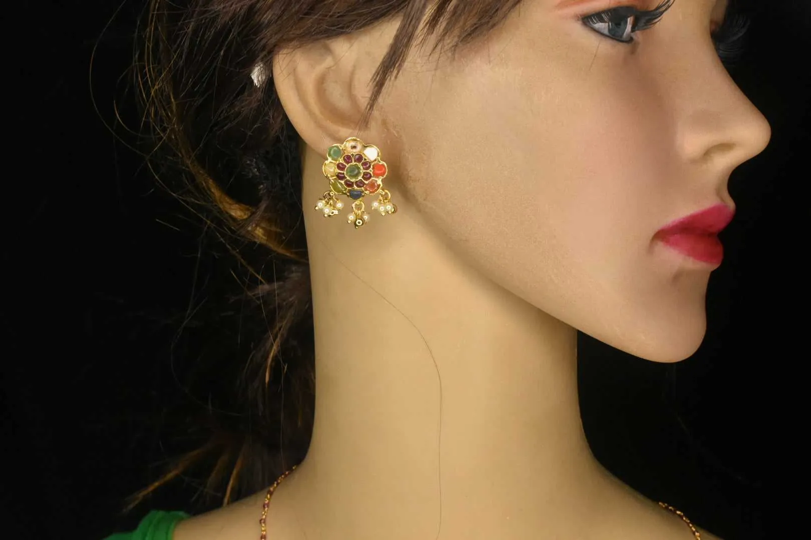 Navratna studs Earrings By Asp Fashion Jewellery