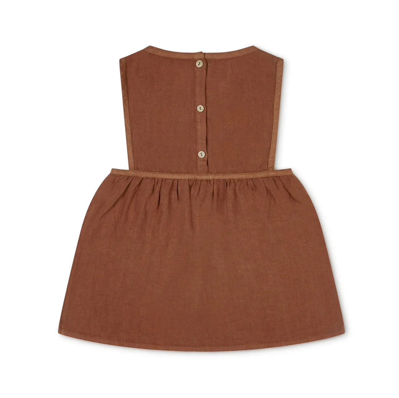 Nora Pinafore Dress in 100% Linen  - Sienna (3-10y)