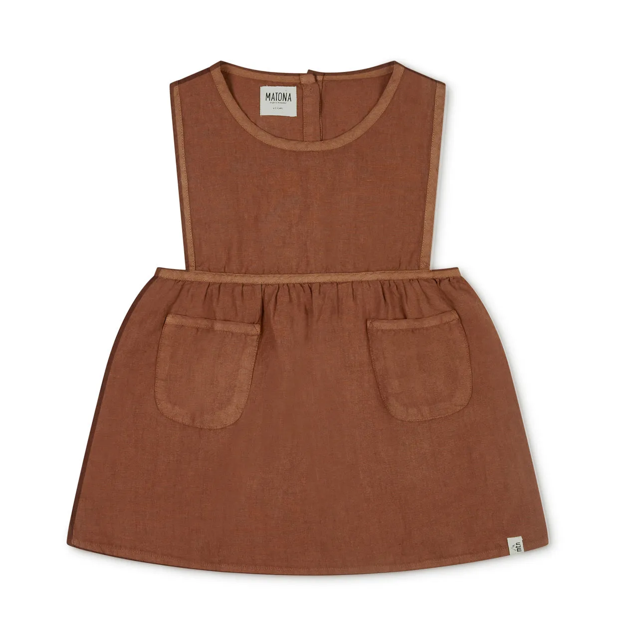 Nora Pinafore Dress in 100% Linen  - Sienna (3-10y)