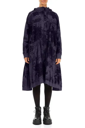 Oversized Vintage Violet Marble Cotton Swing Coat