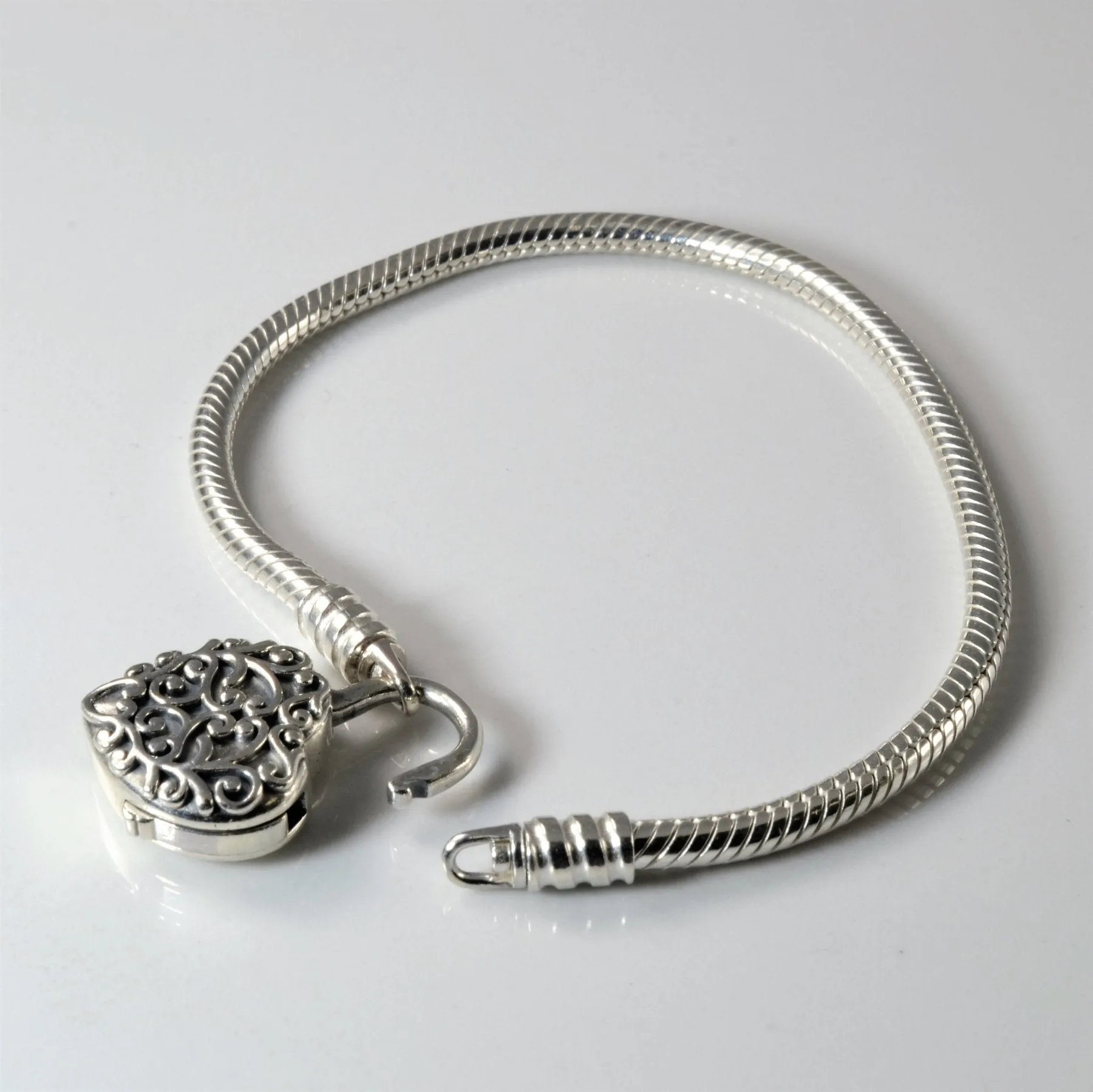 'Pandora' Regal Heart Padlock Clasp Bracelet | 6.5" |