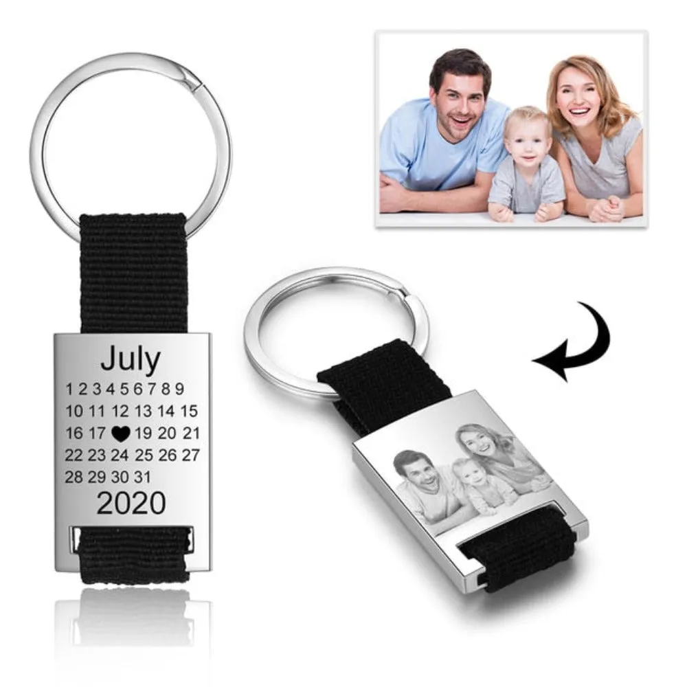 Personalized Photo And Date Calendar Keychains