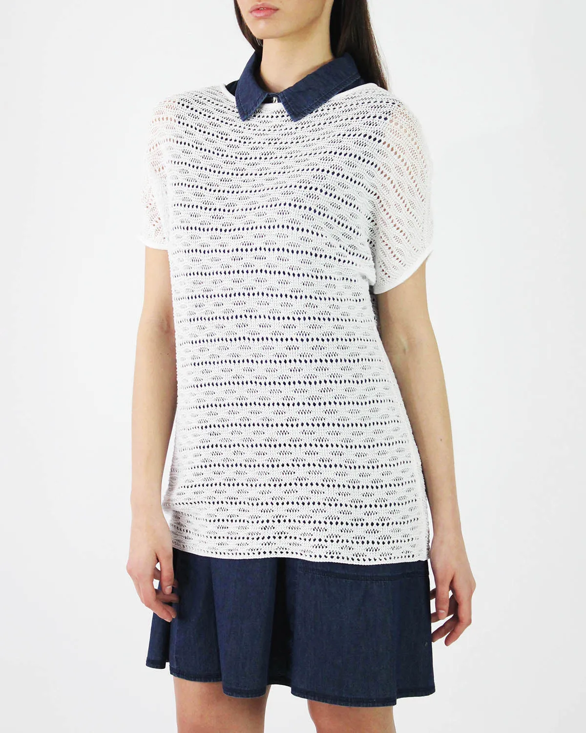 Pima Cotton Wave Eyelet Pullover