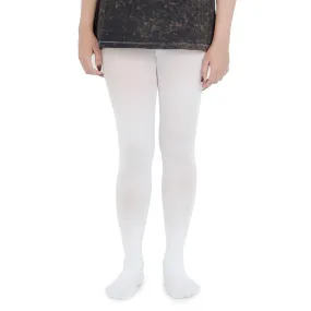 Plain Knitted Tights For Girls - White