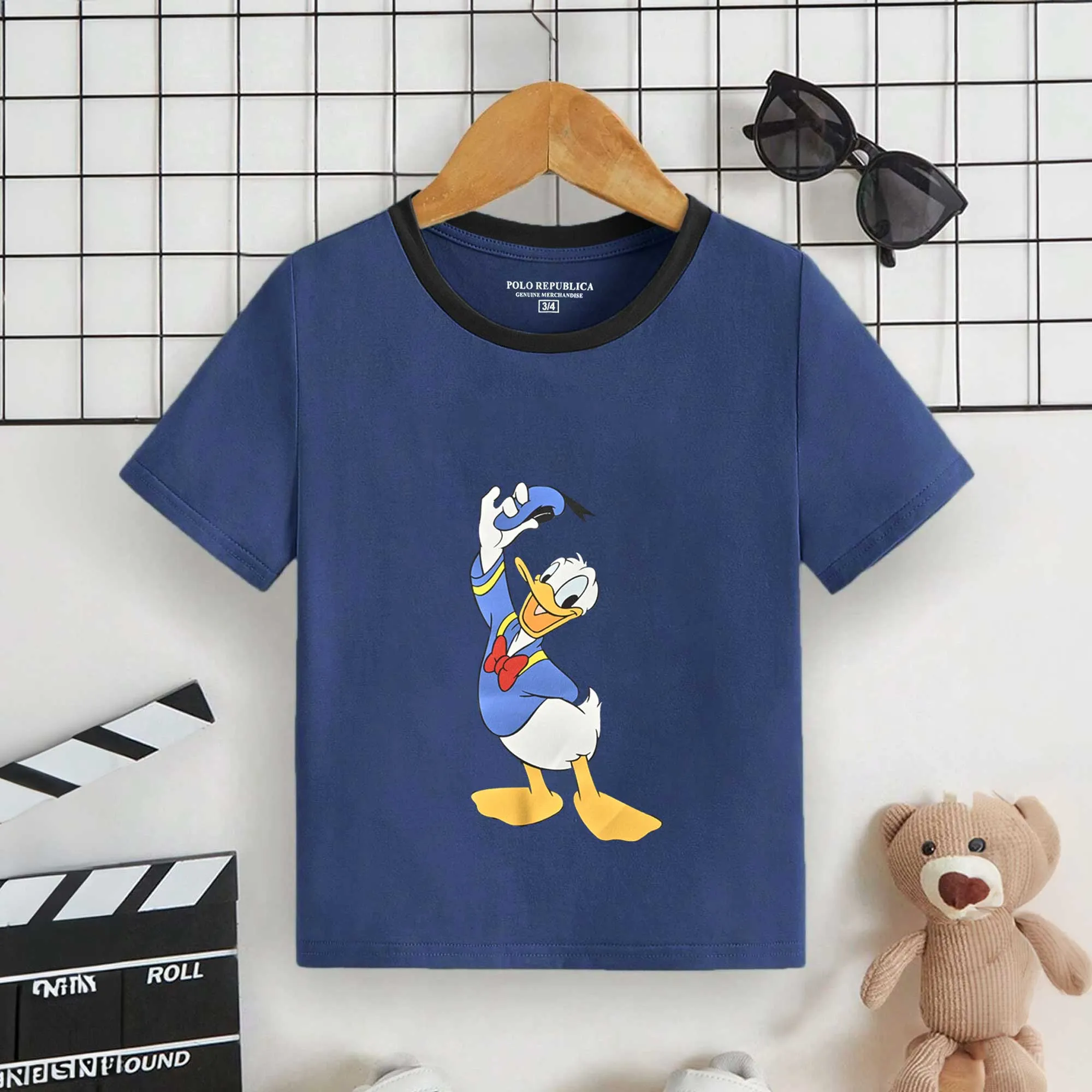 Polo Republica Kid's Donald Duck Printed Contrast Neck Tee Shirt