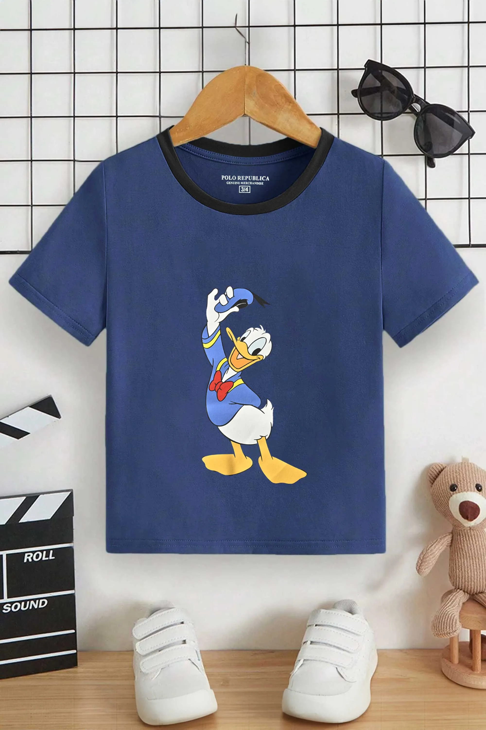 Polo Republica Kid's Donald Duck Printed Contrast Neck Tee Shirt