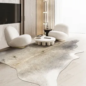 Premium Grey and Cream Faux Cowhide Rug