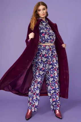 Purple Faux Fur Maxi Coat