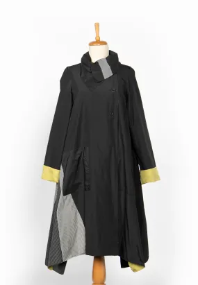 QUINN Reversible, long, checkered memory taffeta coat