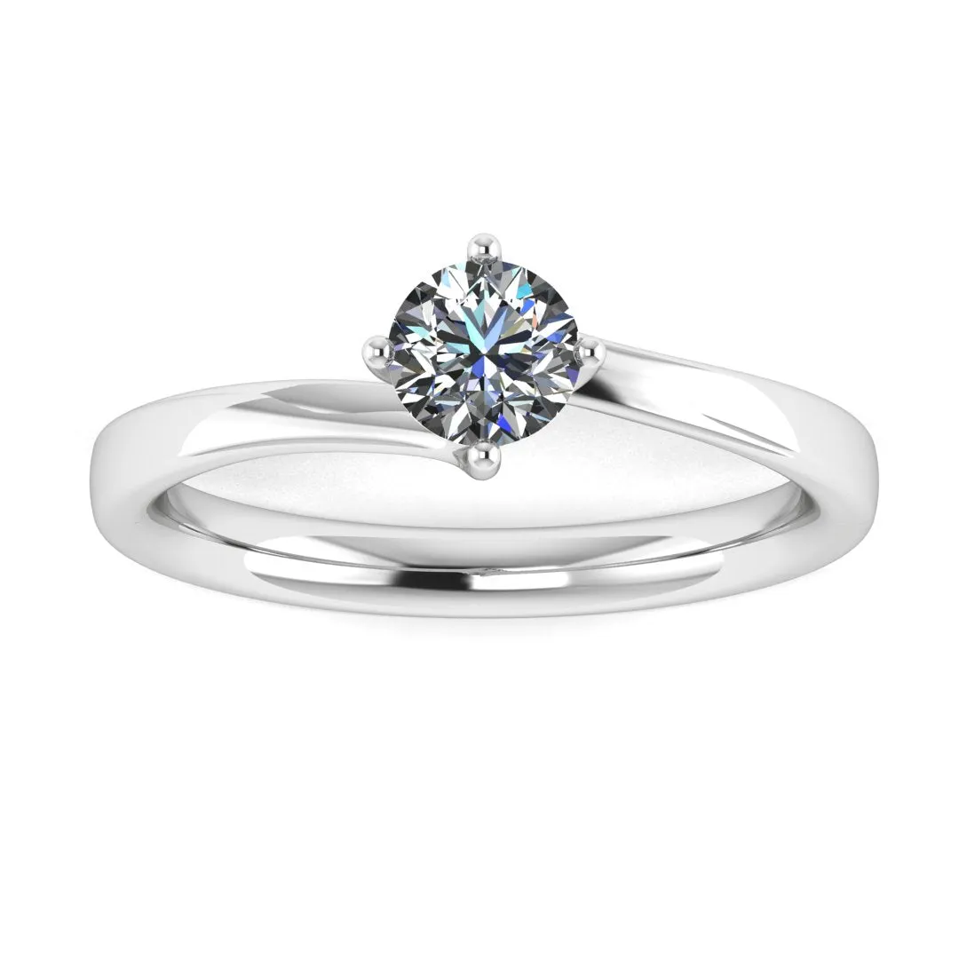 "Faith" Solitaire Round Brilliant Cut Twist Prongs Diamond Engagement Ring SSRB11