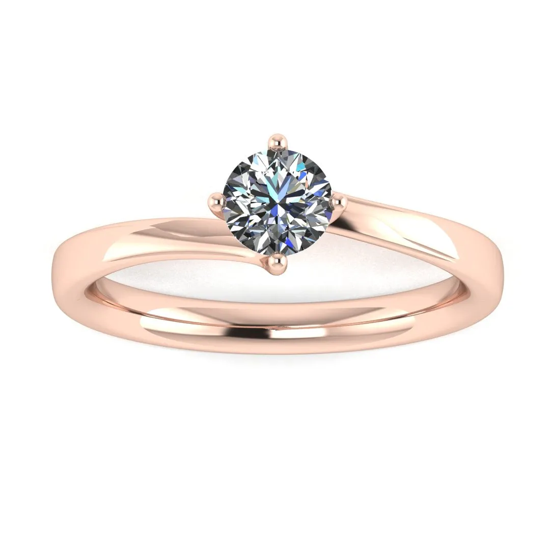 "Faith" Solitaire Round Brilliant Cut Twist Prongs Diamond Engagement Ring SSRB11