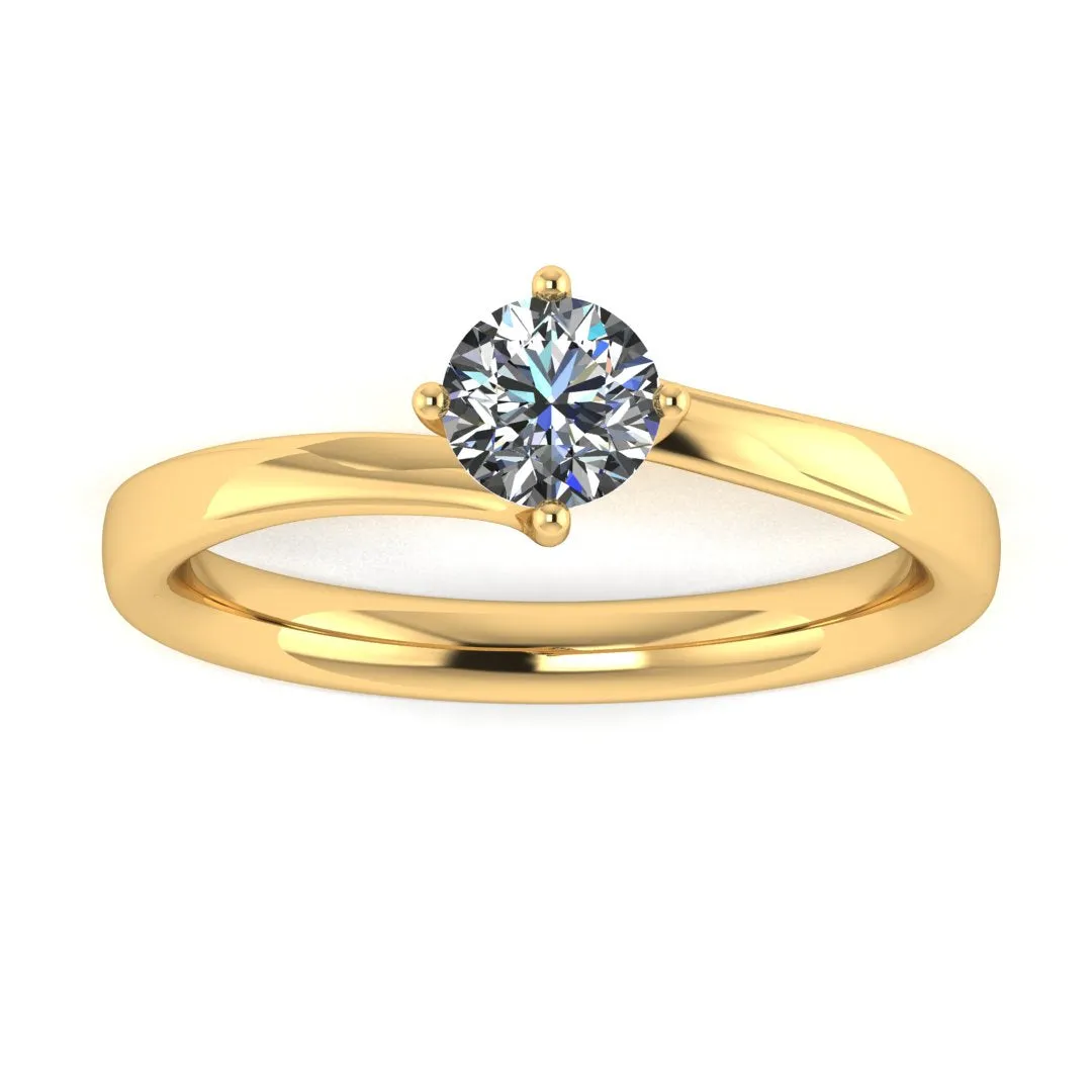 "Faith" Solitaire Round Brilliant Cut Twist Prongs Diamond Engagement Ring SSRB11