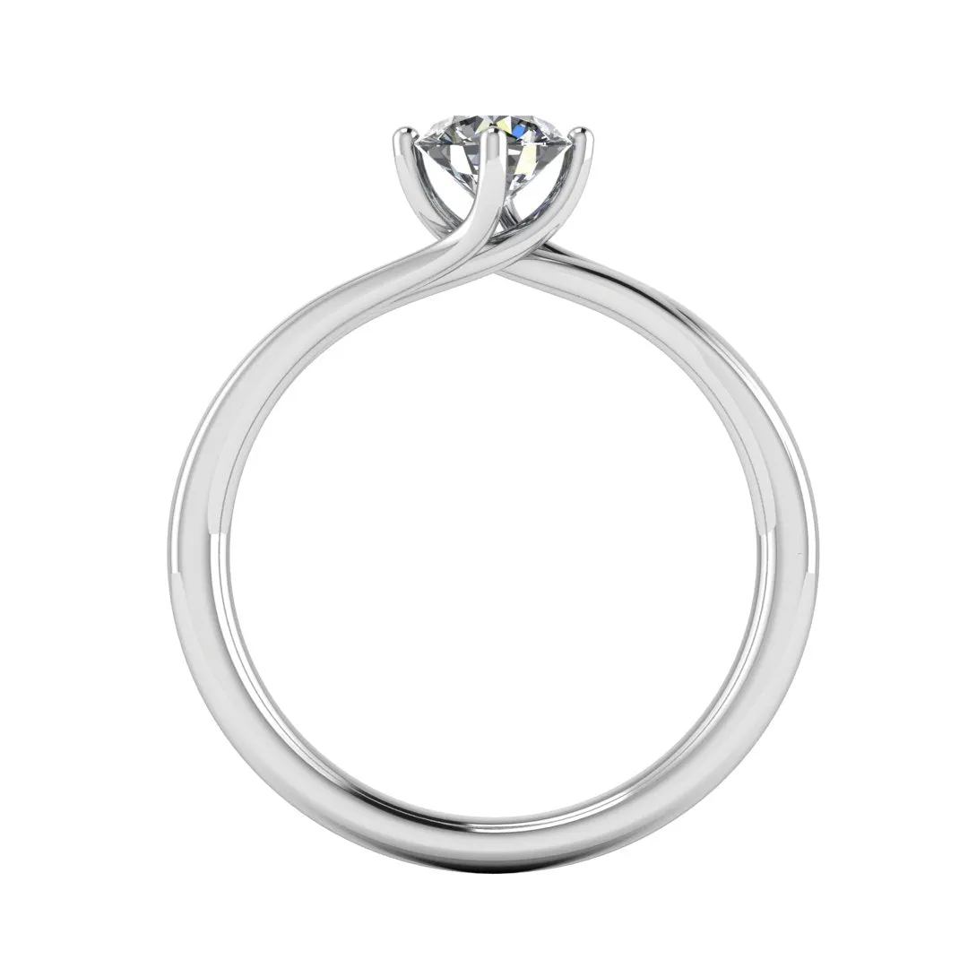 "Faith" Solitaire Round Brilliant Cut Twist Prongs Diamond Engagement Ring SSRB11